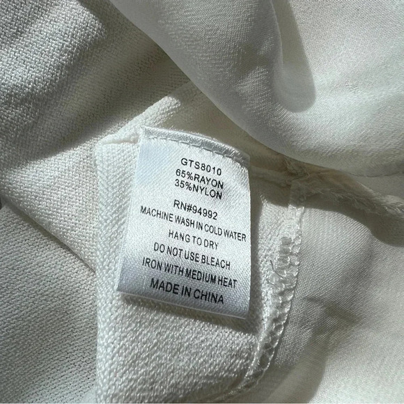 PATRIZIA LUCA MILANO long embroidered sleeve sheer waist - cream top size XL - Picture 8 of 14